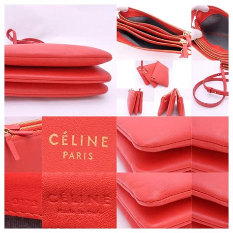 celine trio red large|Celine Leather Trio Large .